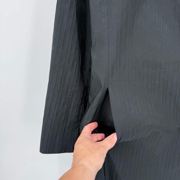 Max Mara Made In Italy Vintage Pinstripes Retro Black Long Jacket Size USA 8 - Picture 5 of 12